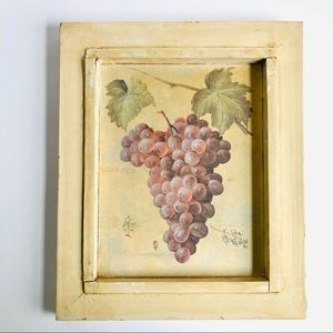 Farmhouse Chic Wood Framed Grapes Print, Exc. Cond